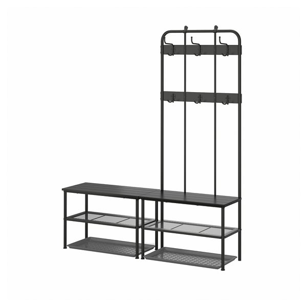 NIPÅSEN / BAGGMUCK hallway furniture, set of 4, black/grey