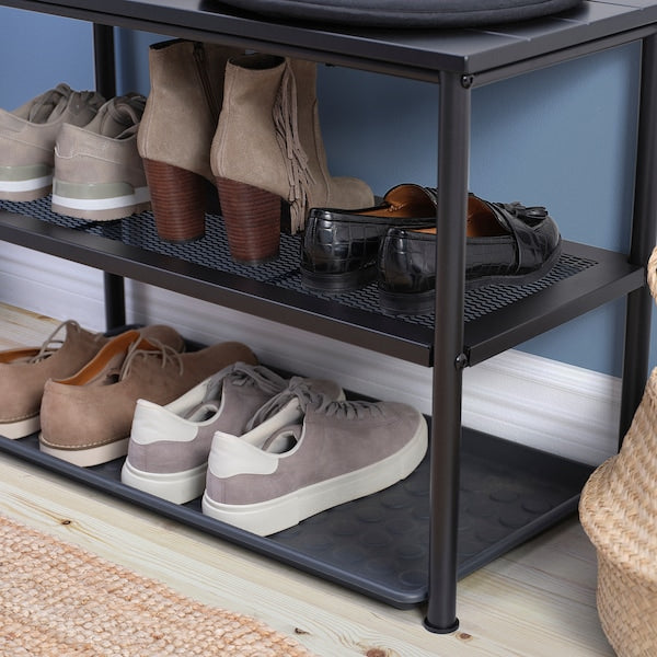 NIPÅSEN - Bench with shoe storage, black, 79x35x52 cm