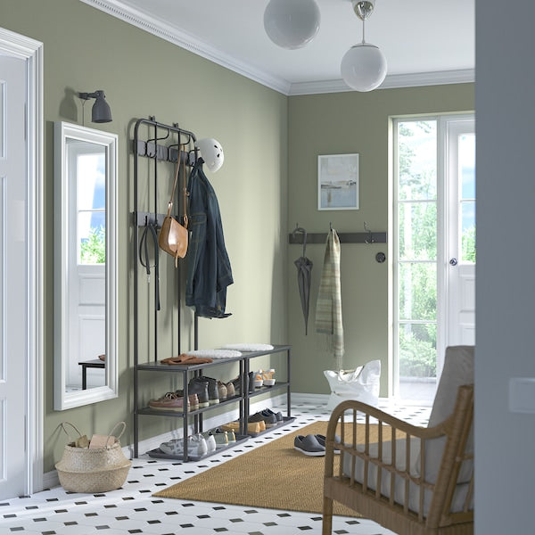 NIPÅSEN bench with shoe storage, black, 79x35x52 cm