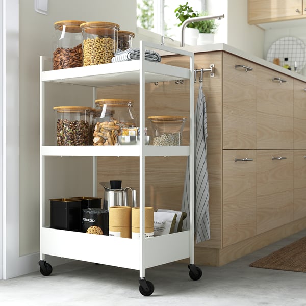 NISSAFORS trolley, white, 50.5x30x83 cm