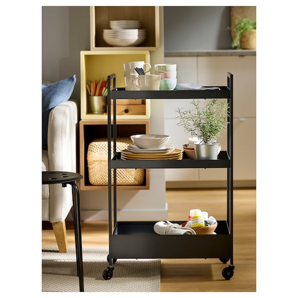 NISSAFORS trolley, black, 50.5x30x83 cm