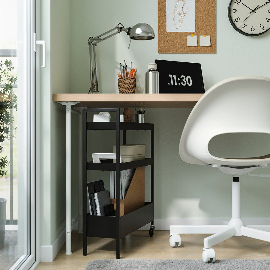 NISSAFORS trolley, black, 50.5x19 cm