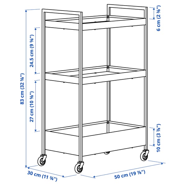 NISSAFORS trolley, light green, 50.5x30x83 cm