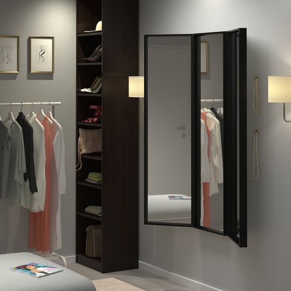 NISSEDAL - Mirror combination, black, 130x150 cm