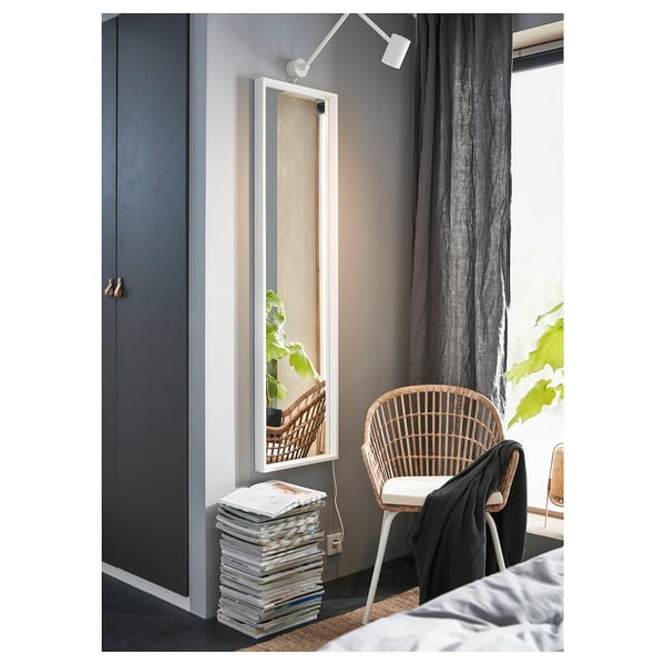 NISSEDAL mirror, white, 40x150 cm