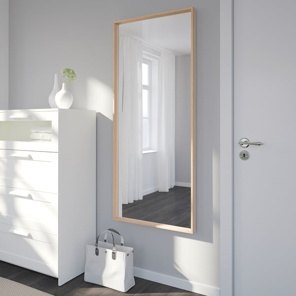 NISSEDAL - Mirror, white stained oak effect, 65x150 cm