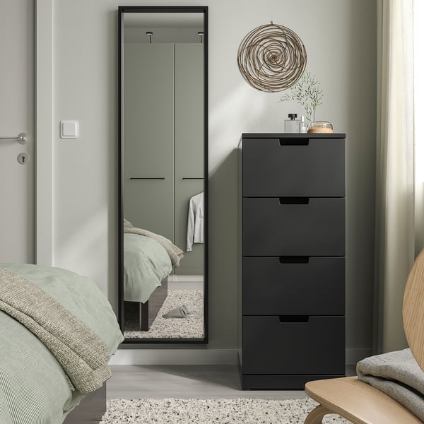 NISSEDAL mirror, black, 40x150 cm