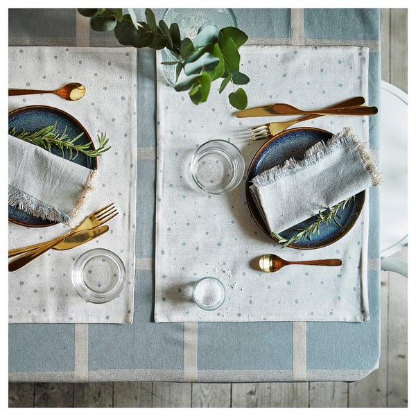 NISSÖGA tablecloth, blue, 145x240 cm
