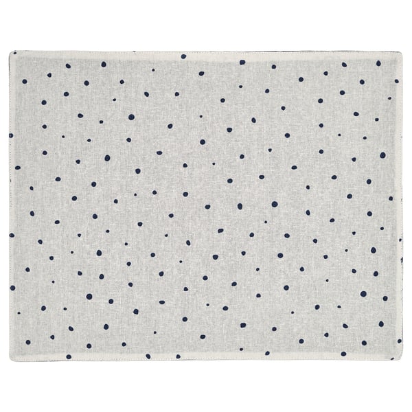 NISSÖGA place mat, white/dark blue, 45x35 cm