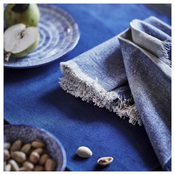 Ikea NISSÖGA - Place mat, white/dark blue, 45x35 cm