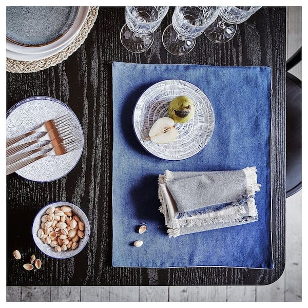 Ikea NISSÖGA - Place mat, white/dark blue, 45x35 cm