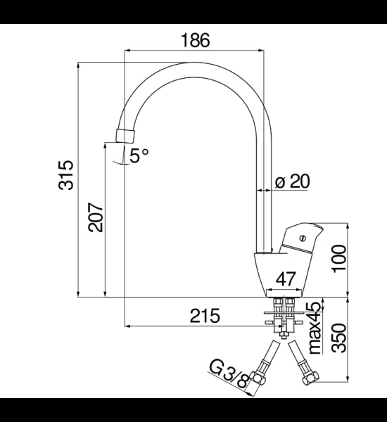 Kitchen mixer with swivel spout No