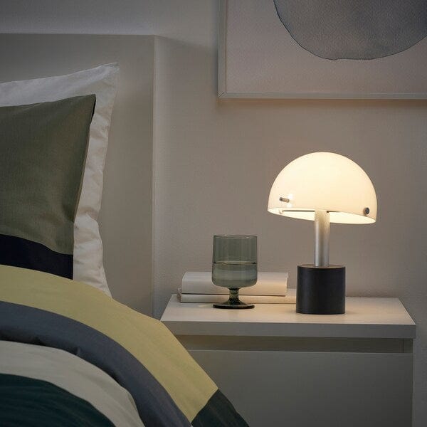 Ikea NÖDMAST - LED portable lamp, battery operated, white/black, 26 cm