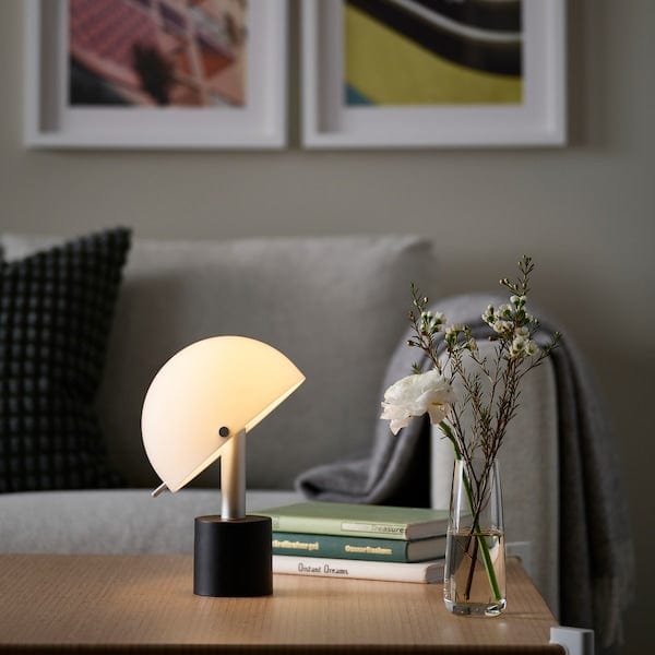 Ikea NÖDMAST - LED portable lamp, battery operated, white/black, 26 cm