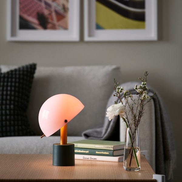Ikea NÖDMAST - LED portable lamp, battery operated, light pink/dark grey-green, 26 cm