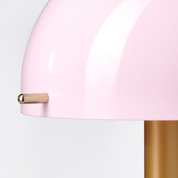 NÖDMAST - Portable LED lamp, battery-operated, light pink/dark grey-green,26 cm