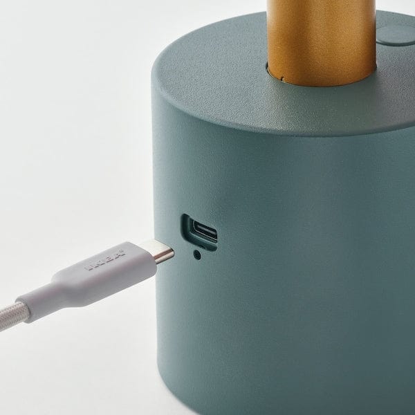 Ikea NÖDMAST - LED portable lamp, battery operated, light pink/dark grey-green, 26 cm