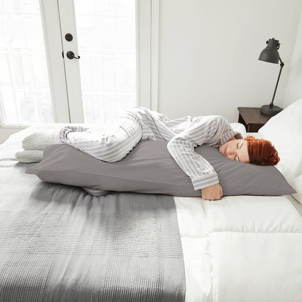 NONNEA pillowcase for body pillow, light grey, 40x140 cm