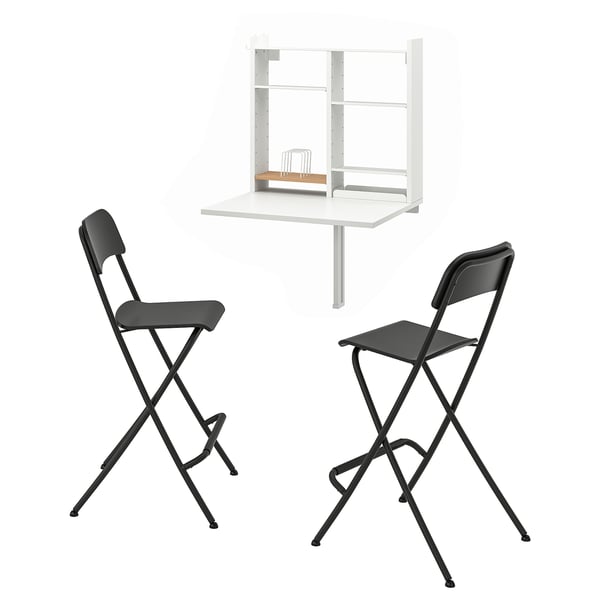 NORBERG / FRANKLIN table and 2 chairs, white/black