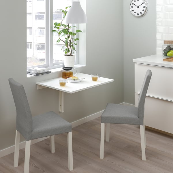 NORBERG / KÄTTIL table and 2 chairs, white/Knisa light grey, 74 cm
