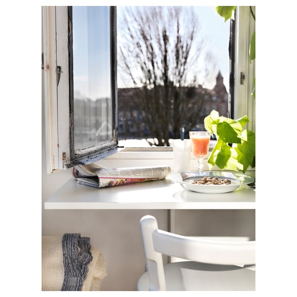 NORBERG wall-mounted drop-leaf table, white, 74x60 cm