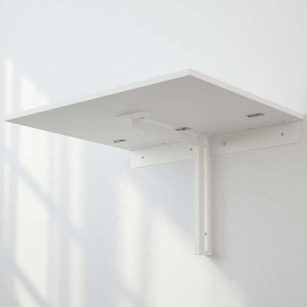 NORBERG wall-mounted drop-leaf table, white, 74x60 cm