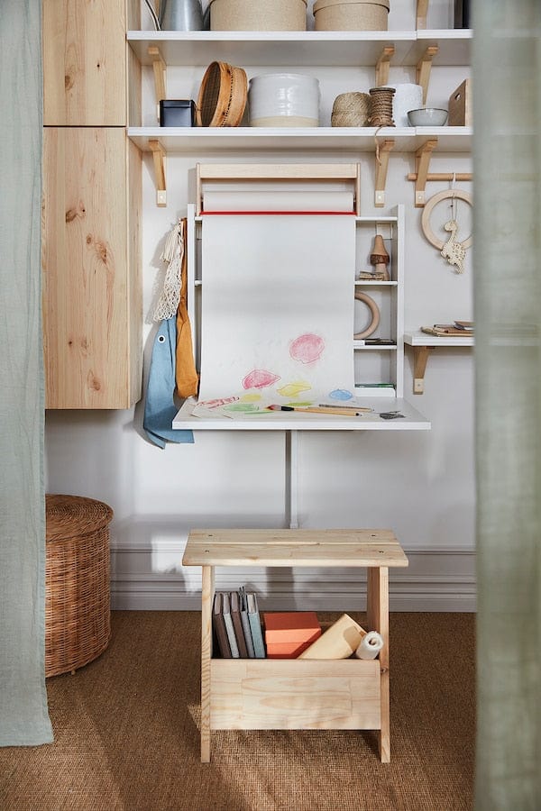 Ikea NORBERG - Wall-mount drop-leaf tbl w storage, white, 64x60 cm