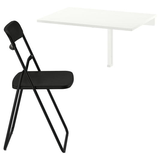 NORBERG / VIHALS table and 1 chair, white/Knisa light grey, 74 cm