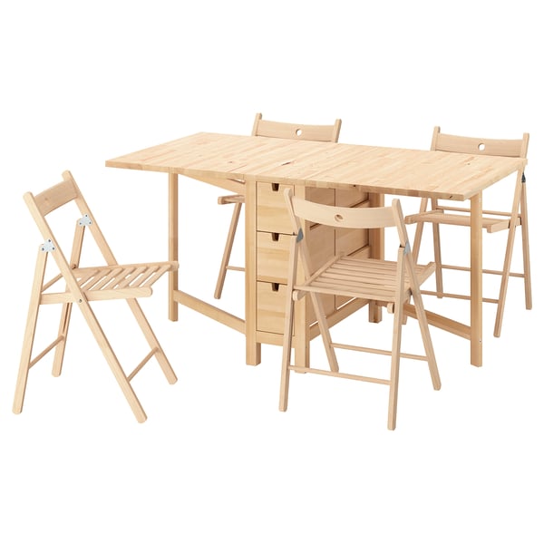 NORDEN / FRÖSVI - NORDEN / FRÖSVI Table and 4 chairs, birch/beech, 26/89/152 cm