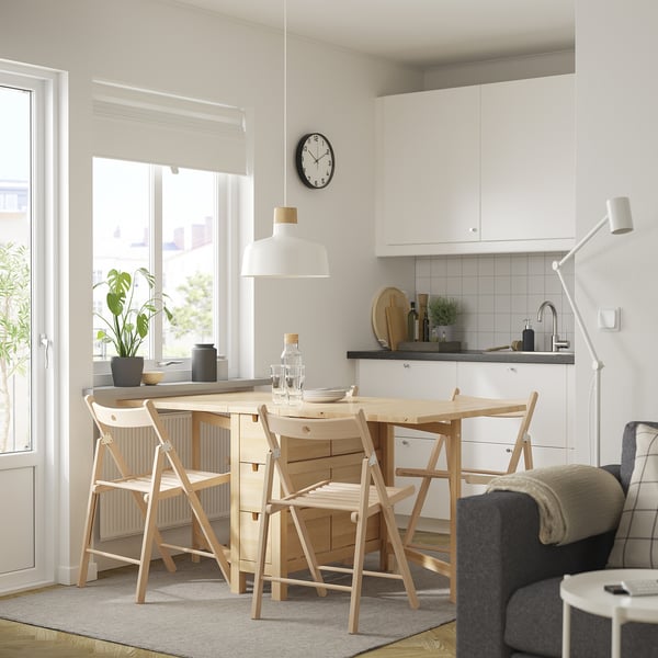 NORDEN / FRÖSVI - NORDEN / FRÖSVI Table and 4 chairs, birch/beech, 26/89/152 cm