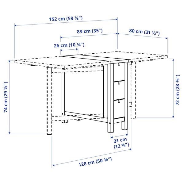 NORDEN / FRÖSVI - Table and 4 chairs, white/white, 26/89/152 cm