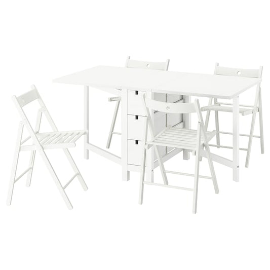 NORDEN / FRÖSVI - Table and 4 chairs, white/white, 26/89/152 cm