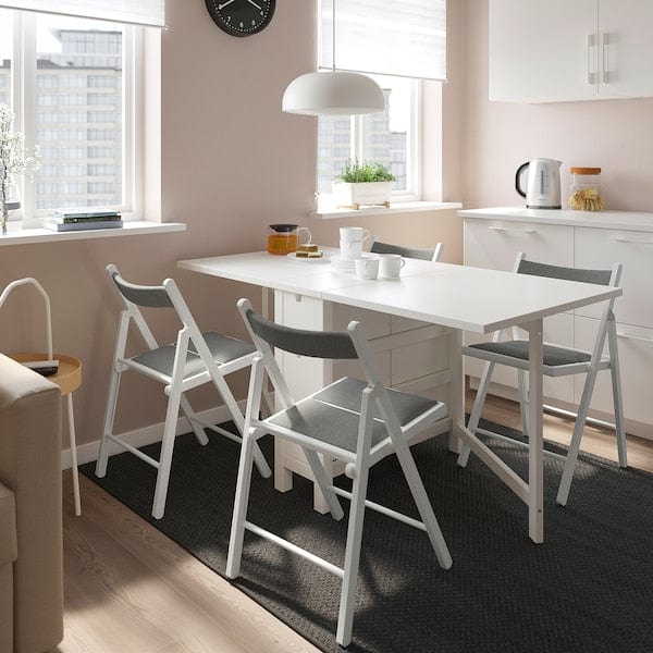 Ikea NORDEN / FRÖSVI - Table and 4 chairs, white/Knisa light grey,26/89/152 cm