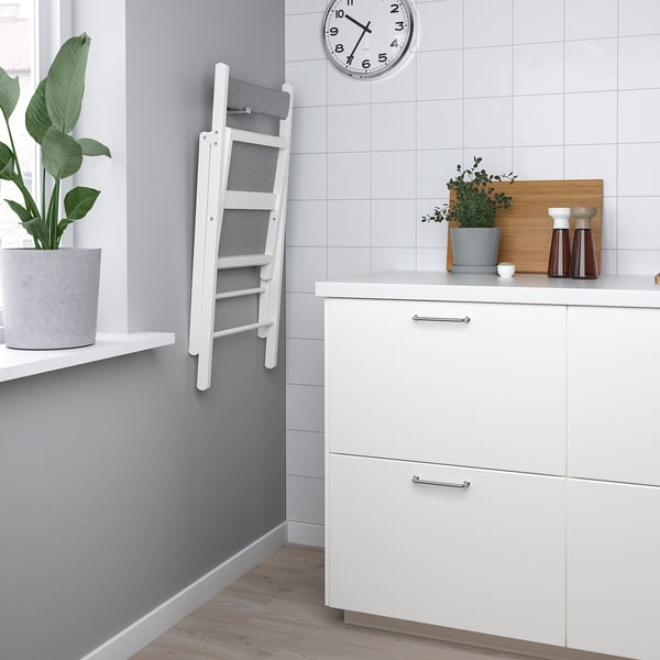 NORDEN / FRÖSVI table and 4 chairs, white/Knisa light grey, 26/89/152 cm