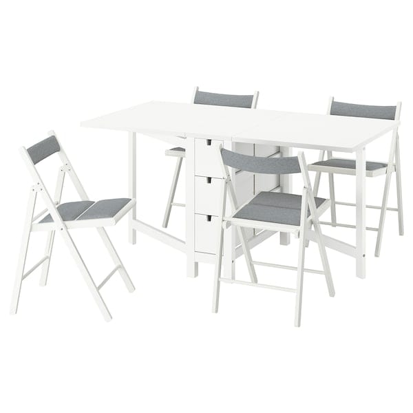 Ikea NORDEN / FRÖSVI - Table and 4 chairs, white/Knisa light grey,26/89/152 cm