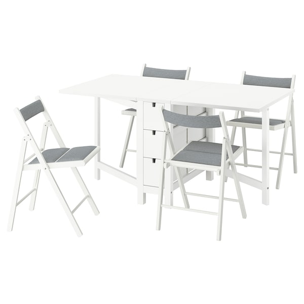 NORDEN / FRÖSVI - Table and 4 chairs, white/Knisa light grey,26/89/152 cm