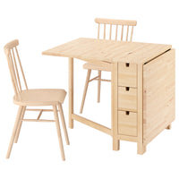 NORDEN / HÖGVED table and 2 chairs, birch/birch veneer, 26/89/152 cm