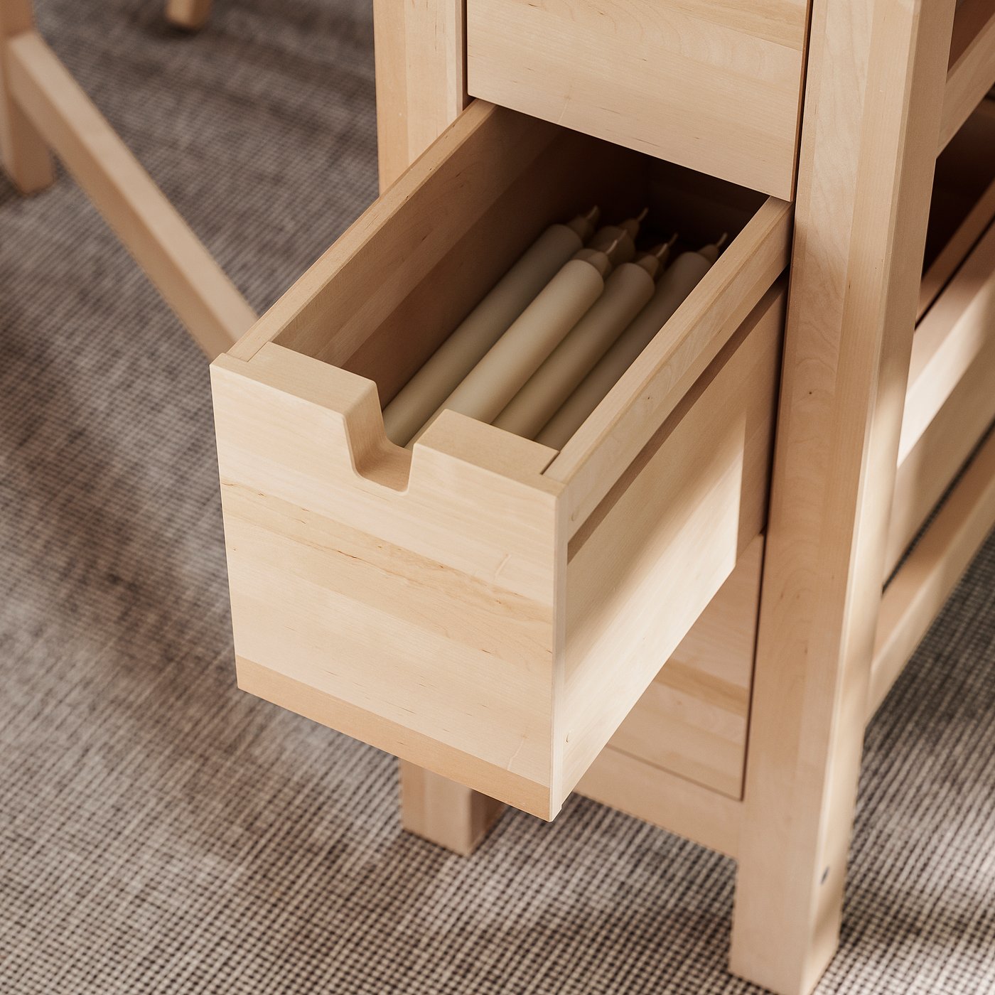 NORDEN / HÖGVED table and 2 chairs, birch/green, 152x46 cm