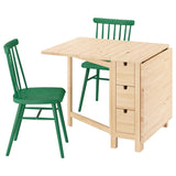 NORDEN / HÖGVED table and 2 chairs, birch/green, 26/89/152 cm