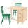 NORDEN / HÖGVED table and 2 chairs, birch/green, 26/89/152 cm