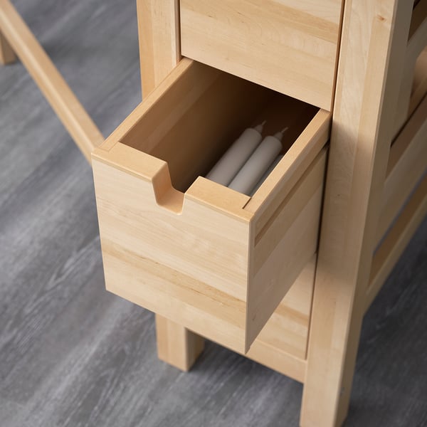 NORDEN / KYRRE table and 4 stools, birch/birch, 26/89/152 cm