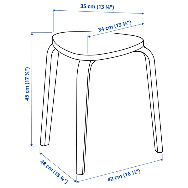 NORDEN / KYRRE table and 4 stools, birch/birch, 26/89/152 cm