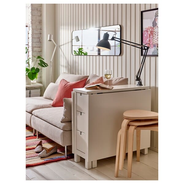 Ikea NORDEN / KYRRE - Table and 4 stools, white/birch, 26/89/152 cm