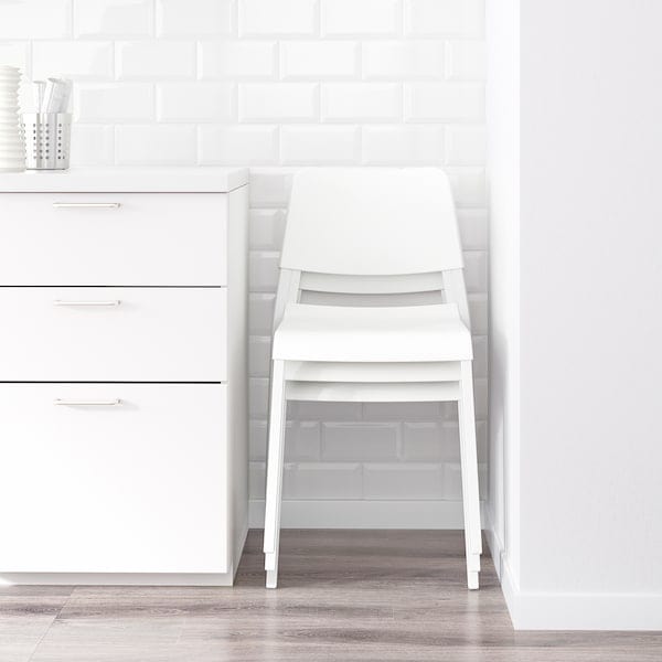 Ikea NORDEN / TEODORES - Table and 4 chairs, birch/white, 26/89/152 cm