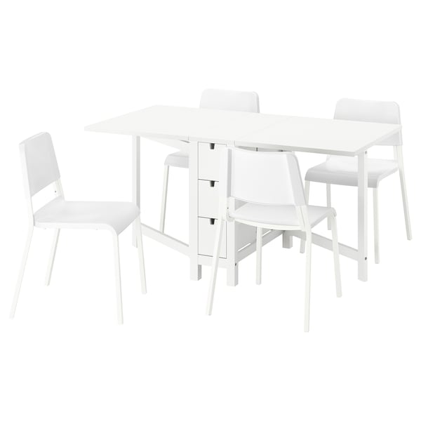 NORDEN / TEODORES table and 4 chairs, white/white, 26/89/152 cm
