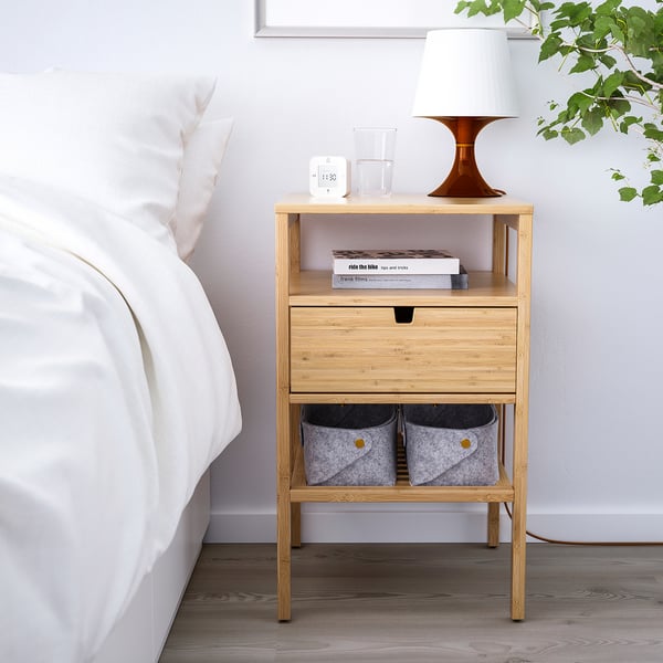 NORDKISA bedside table, bamboo, 40x40 cm