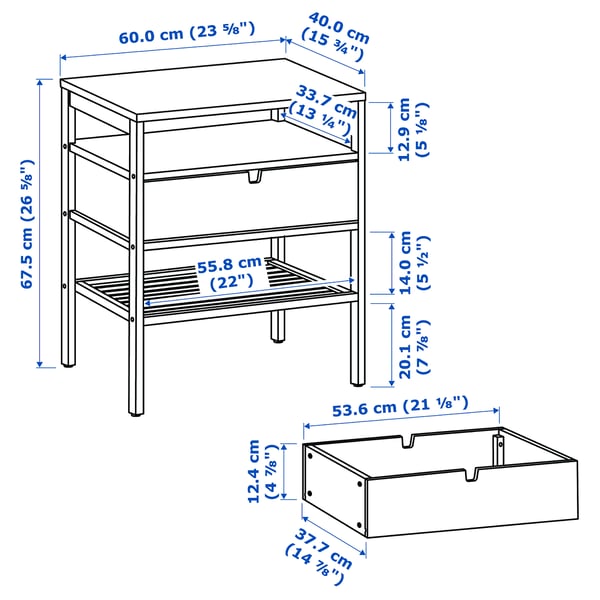 NORDKISA - Bedside table, bamboo, 60x40 cm ,