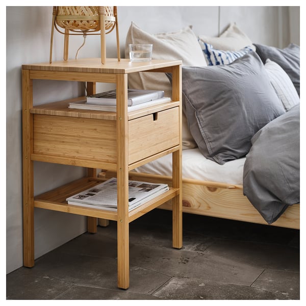 NORDKISA bedside table, bamboo, 40x40 cm