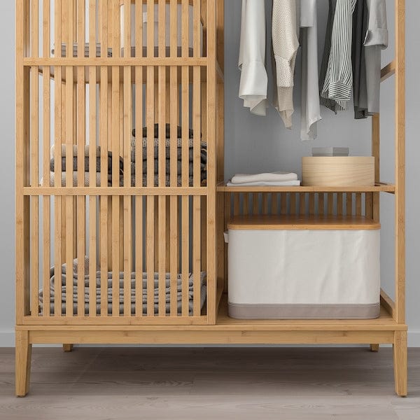 Ikea NORDKISA - Open wardrobe with sliding door, bamboo, 120x186 cm