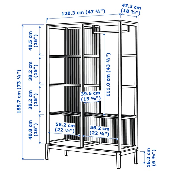 NORDKISA - NORDKISA Open wardrobe with sliding door, bamboo, 120x186 cm